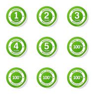 Warranty Guarantee Seal Green Vector Button Icon Design Set N7