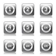 Warranty Guarantee Seal Square Vector Black Button Icon Design Set N10