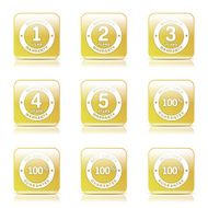 Warranty Guarantee Seal Square Vector Yellow Icon Design Set N10