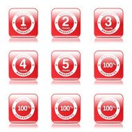 Warranty Guarantee Seal Square Vector Red Icon Design Set N10