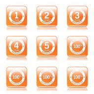 Warranty Guarantee Seal Square Vector Orange Icon Design Set N10