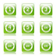 Warranty Guarantee Seal Square Vector Green Icon Design Set N10