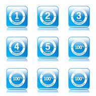 Warranty Guarantee Seal Square Vector Blue Icon Design Set N11