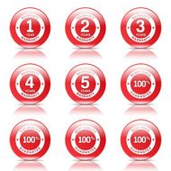 Warranty Guarantee Seal Red Vector Button Icon Design Set N7