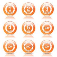 Warranty Guarantee Seal Orange Vector Button Icon Design Set N7