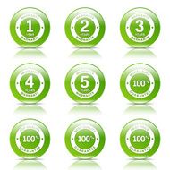 Warranty Guarantee Seal Green Vector Button Icon Design Set N8