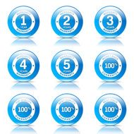 Warranty Guarantee Seal Blue Vector Button Icon Design Set N8