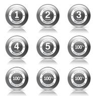 Warranty Guarantee Seal Black Vector Button Icon Design Set N8