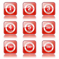 Warranty Guarantee Seal Square Vector Red Icon Design Set N11