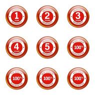 Warranty Guarantee Seal Red Vector Button Icon Design Set N8