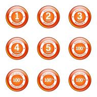 Warranty Guarantee Seal Orange Vector Button Icon Design Set N8