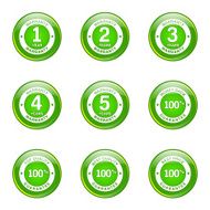 Warranty Guarantee Seal Green Vector Button Icon Design Set N9
