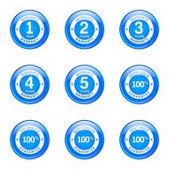 Warranty Guarantee Seal Blue Vector Button Icon Design Set N9