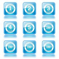 Warranty Guarantee Seal Square Vector Blue Icon Design Set N12