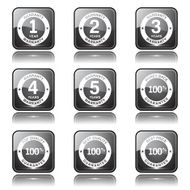 Warranty Guarantee Seal Square Vector Black Button Icon Design Set N11