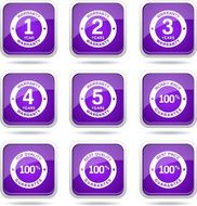 Warranty Guarantee Seal Square Vector Violet Icon Design Set N12