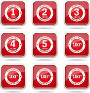 Warranty Guarantee Seal Square Vector Red Icon Design Set N12