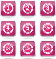 Warranty Guarantee Seal Square Vector Pink Icon Design Set N12