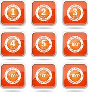Warranty Guarantee Seal Square Vector Orange Icon Design Set N12