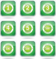 Warranty Guarantee Seal Square Vector Green Icon Design Set N12