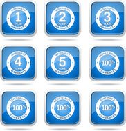 Warranty Guarantee Seal Square Vector Blue Icon Design Set N13