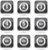 Warranty Guarantee Seal Square Vector Black Button Icon Design Set N12