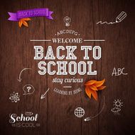 Vintage back to school card Wooden background typography desig