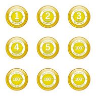 Warranty Guarantee Seal Yellow Vector Button Icon Design Set N8