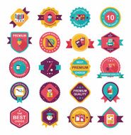 School badge banner design flat background set eps10
