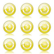 Warranty Guarantee Seal Yellow Vector Button Icon Design Set N9