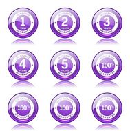 Warranty Guarantee Seal Violet Vector Button Icon Design Set N10