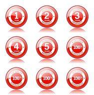 Warranty Guarantee Seal Red Vector Button Icon Design Set N9