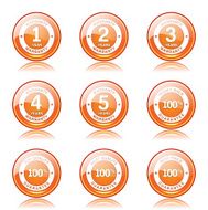 Warranty Guarantee Seal Orange Vector Button Icon Design Set N9