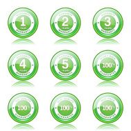 Warranty Guarantee Seal Green Vector Button Icon Design Set N10