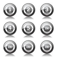 Warranty Guarantee Seal Black Vector Button Icon Design Set N10