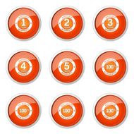 Warranty Guarantee Seal Orange Vector Button Icon Design Set N10