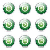 Warranty Guarantee Seal Green Vector Button Icon Design Set N12