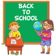 Cute School Children Blackboard