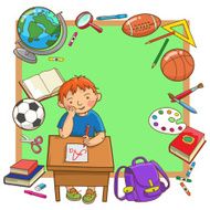 Cute Boy School Desk Objects N2
