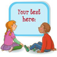 Two School Children Looking at Screen with YOUR Text