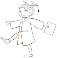 Drawing of a person graduating