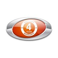 4 Years Warranty Orange Vector Icon Button