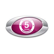 5 Years Warranty Pink Vector Icon Button