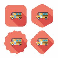 School Bus flat icon with long shadow eps10 N11