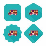 School Bus flat icon with long shadow eps10 N12