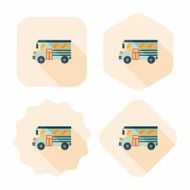 School Bus flat icon with long shadow eps10 N13