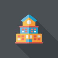 Building school flat icon with long shadow eps10 N75