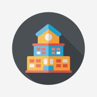 Building school flat icon with long shadow eps10 N76