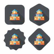 Building school flat icon with long shadow eps10 N77