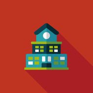 Building school flat icon with long shadow eps10 N78
